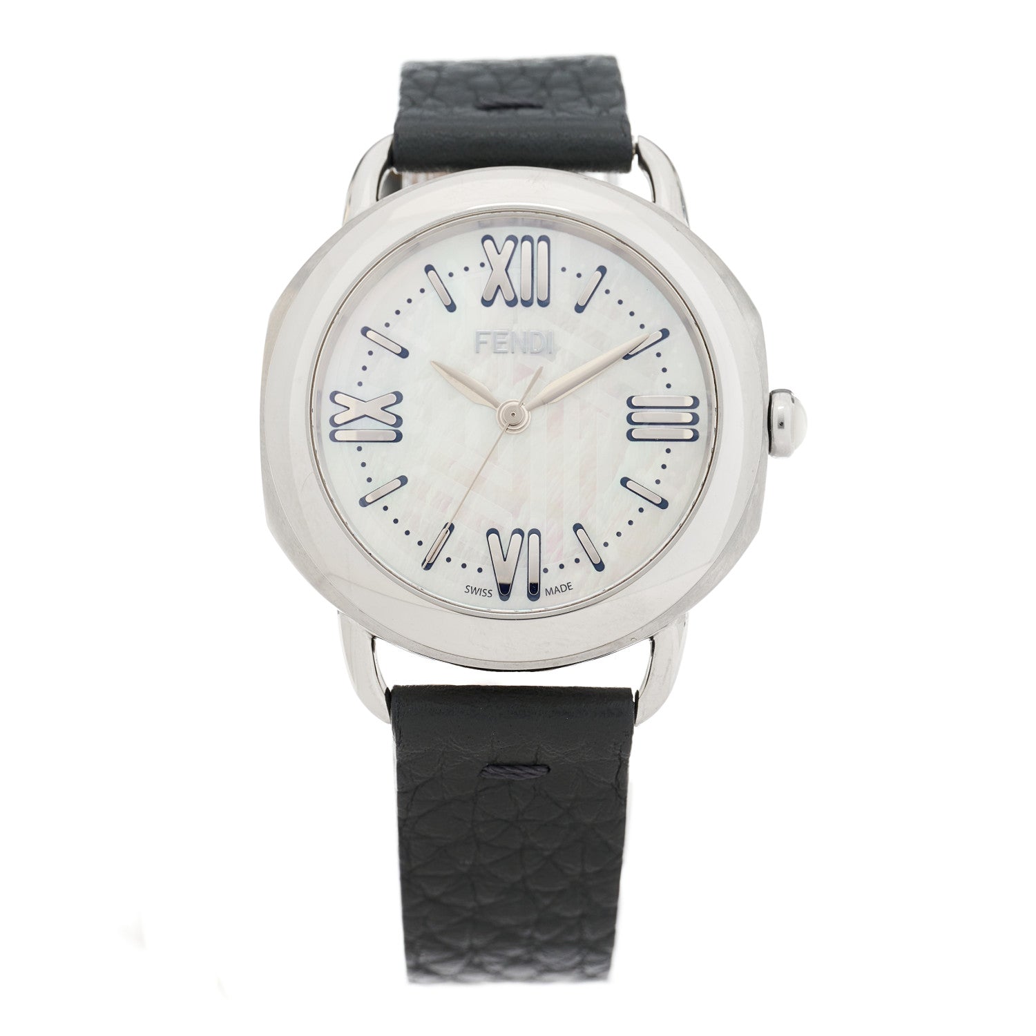 Fendi Stainless Steel Calfskin Mother of Pearl 36mm Selleria Quartz Watch 1 of 4
