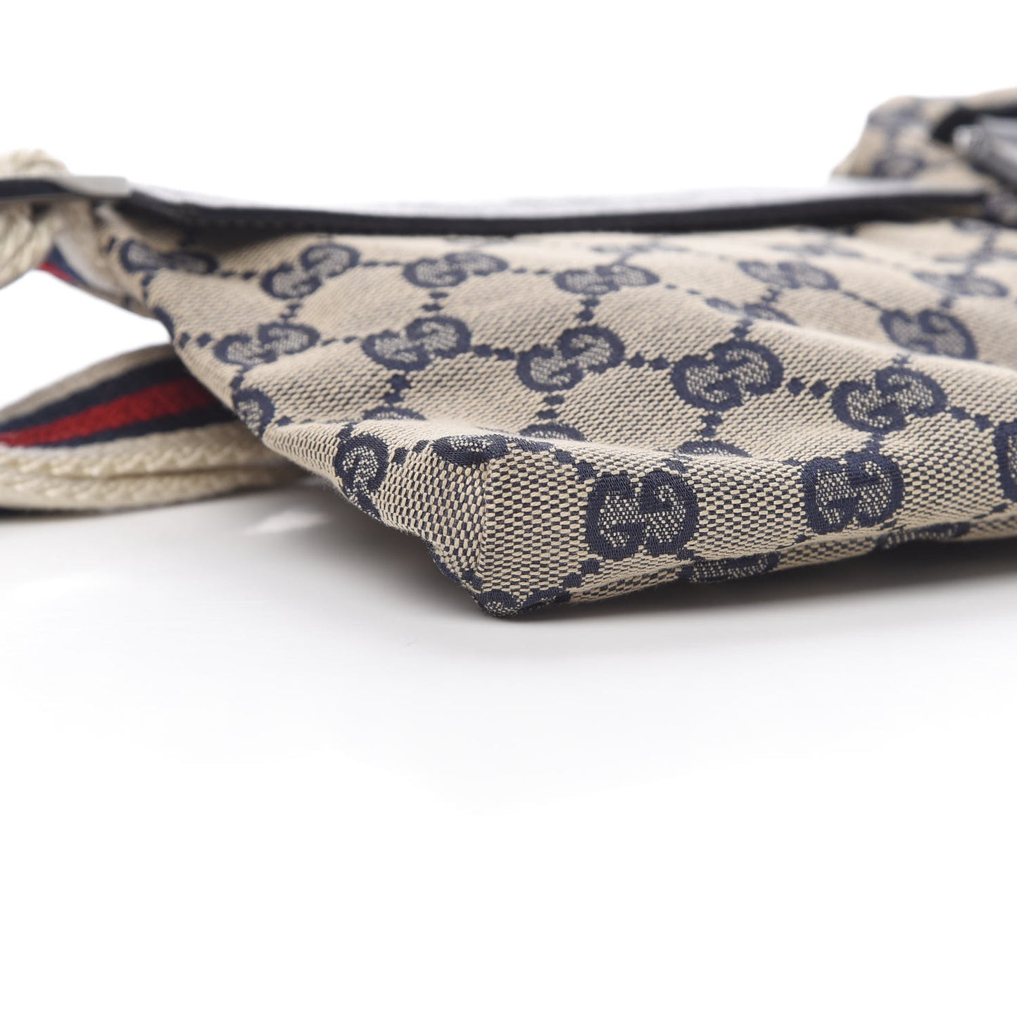 GG Monogram Web Double Pocket Belt Bag Navy