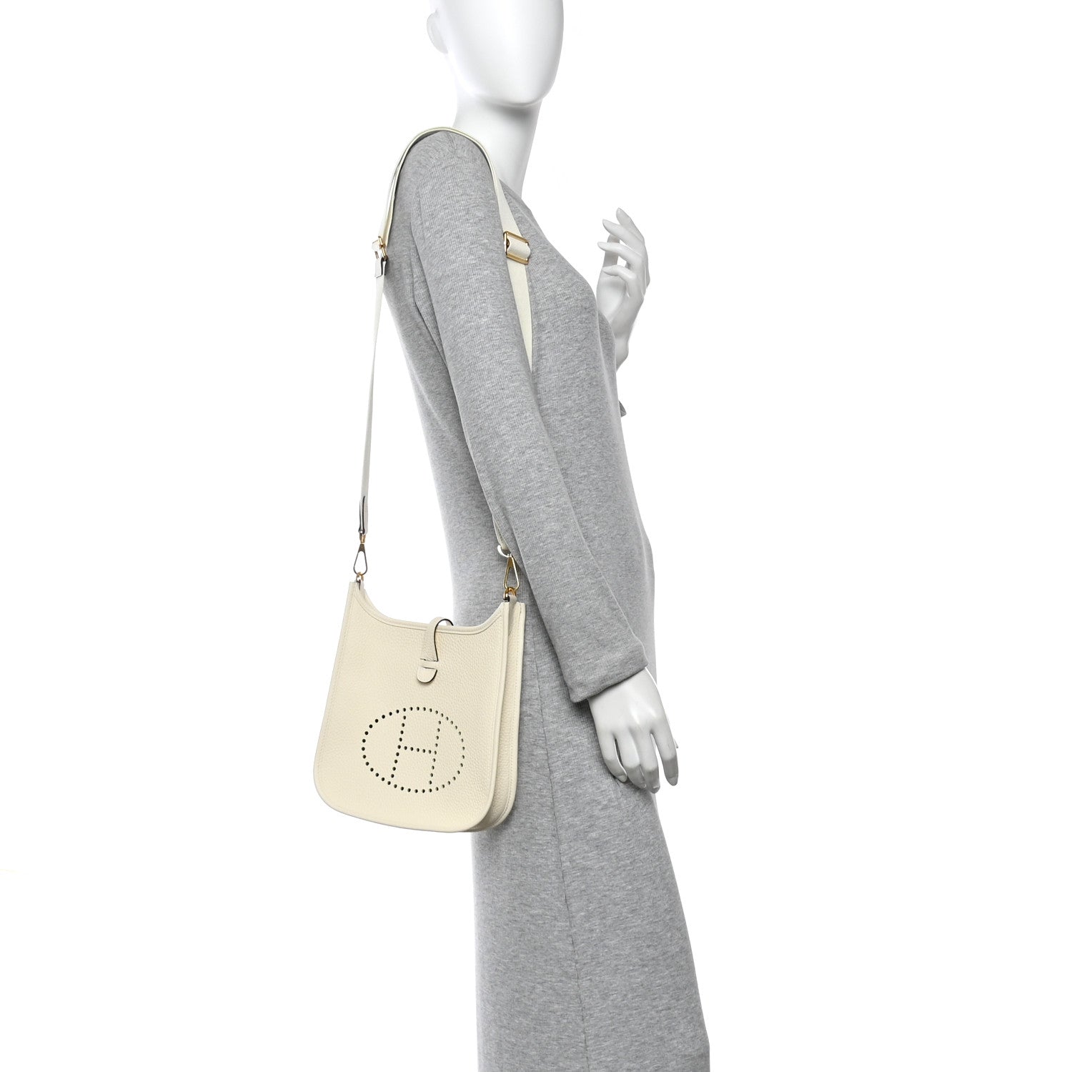 Hermes Taurillon Clemence Evelyne 23 Poche III Cream 2 of 11