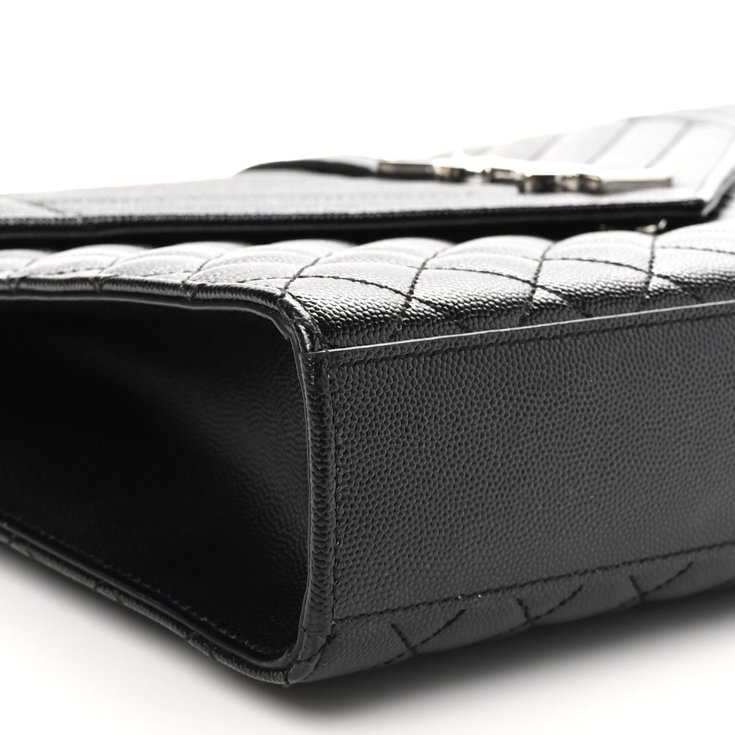 Grain De Poudre Textured Mixed Matelasse Large Triquilt Monogram Satchel Black