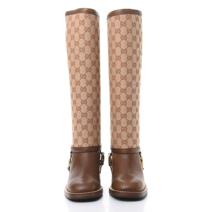 Gucci GG Monogram Calfskin Lola Tall Boots 36 Beige Ruggine Cuir 2 of 6