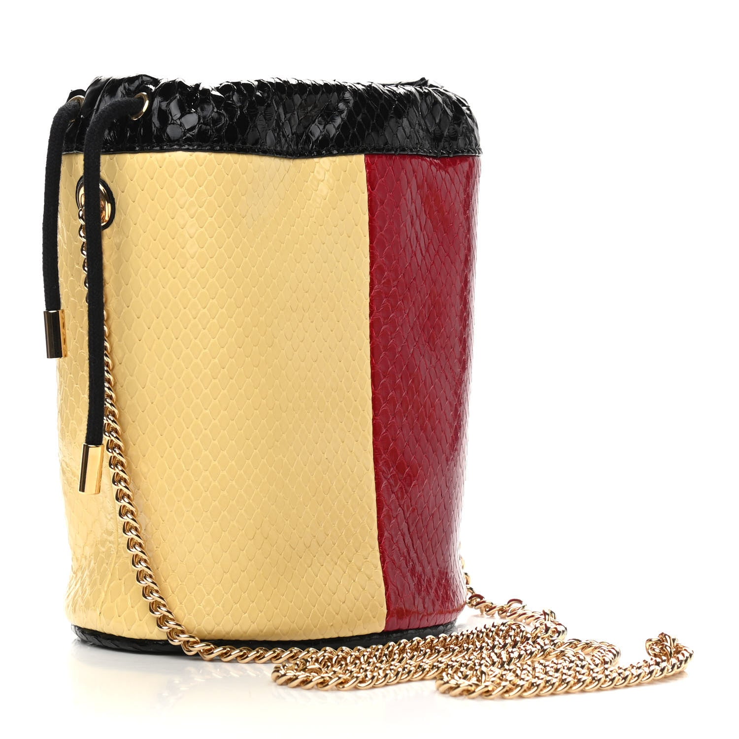 Gucci Snakeskin Mini Zumi Bucket Bag Hibiscus Red Butter Black 3 of 9