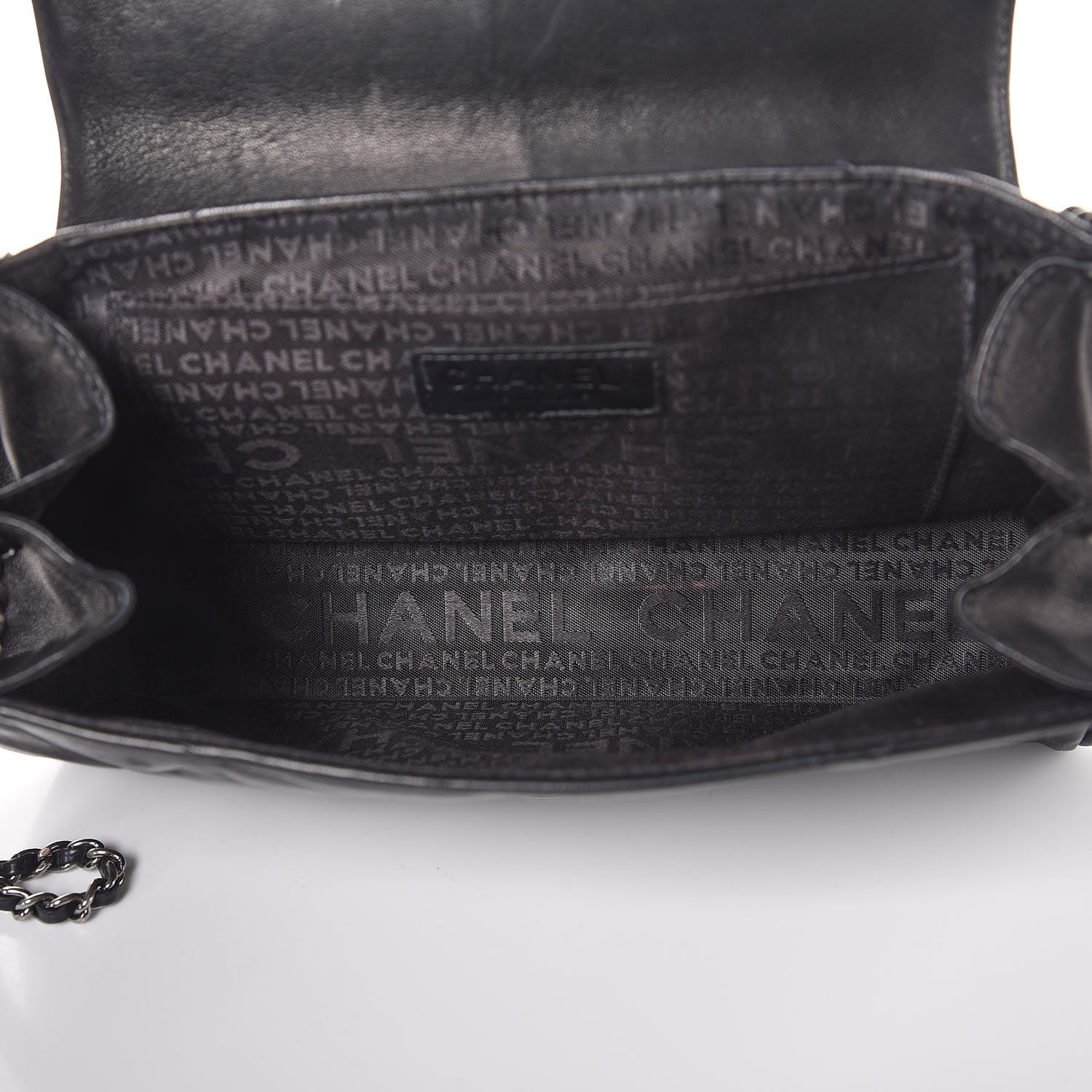 Chanel Calfskin Chocolate Bar Quilted Accordion Flap Black 5 of 12