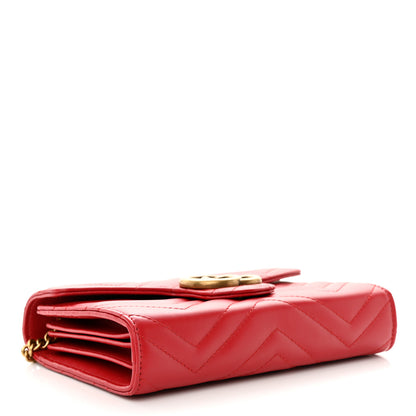 Gucci Calfskin Matelasse GG Marmont Chain Wallet Hibiscus Red 5 of 10