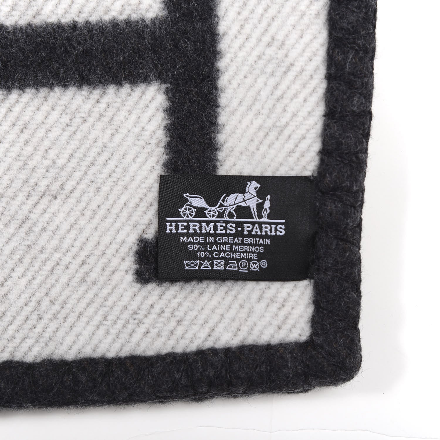 Hermes Wool Cashmere Avalon Blanket Ecru Gris Fonce 3 of 4
