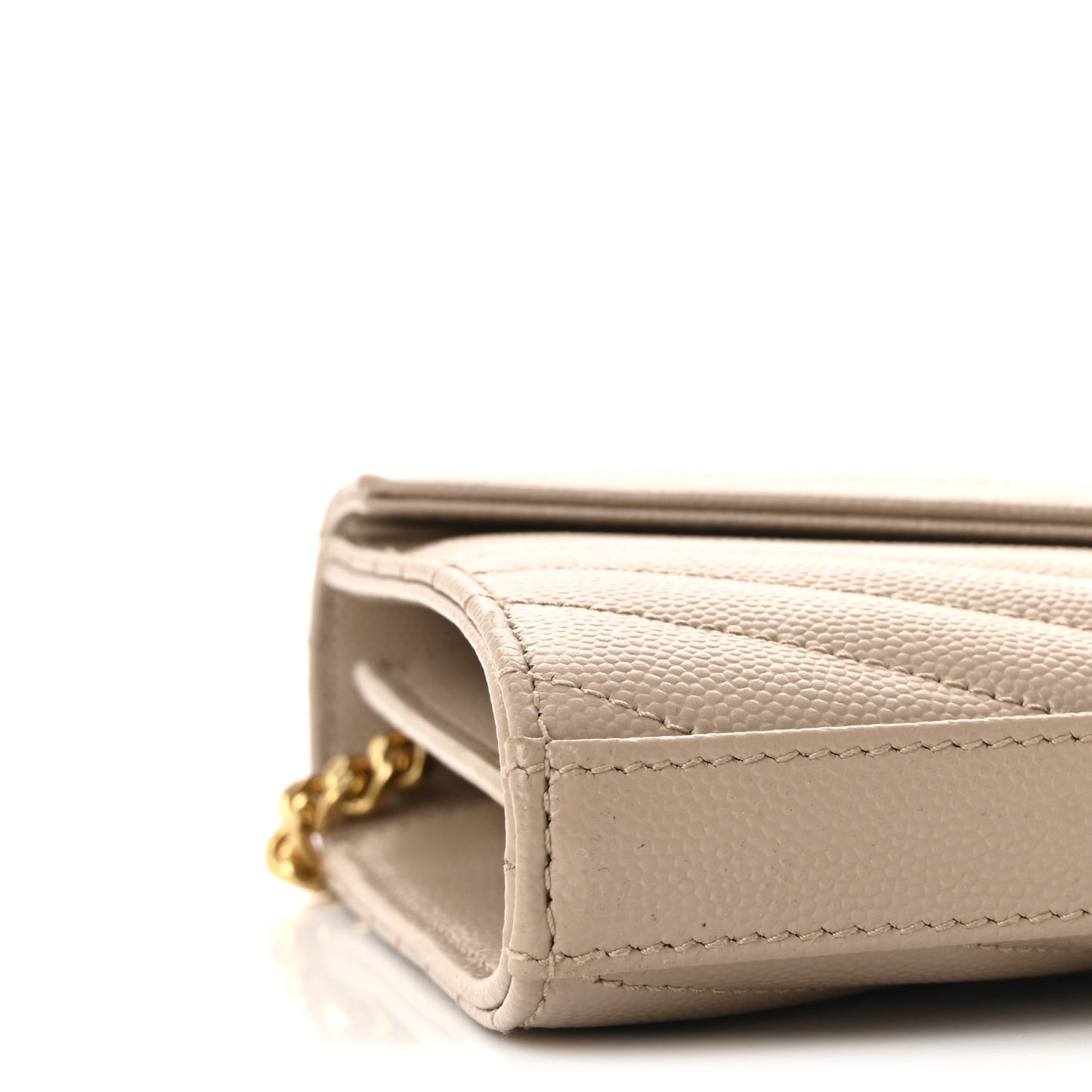Grain De Poudre Matelasse Chevron Monogram Chain Wallet Dark Beige