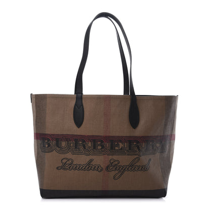 Burberry Coated Canvas Mega Check Medium Doodle Tote Black 1 of 11