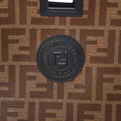 Fendi Glazed Fabric Vitello Century FF 1974 Stamp Patch Mini Peekaboo Defender Cover Mogano Panna Black 7 of 9