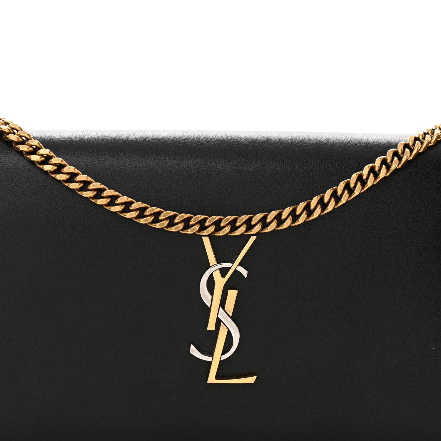 Saint Laurent Smooth Calfskin Tri-Metal Cassandre Wallet On Chain WOC Black 7 of 12