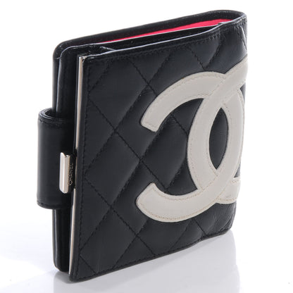 Chanel Calfskin Quilted Bi-fold Wallet Black White 4 of 8