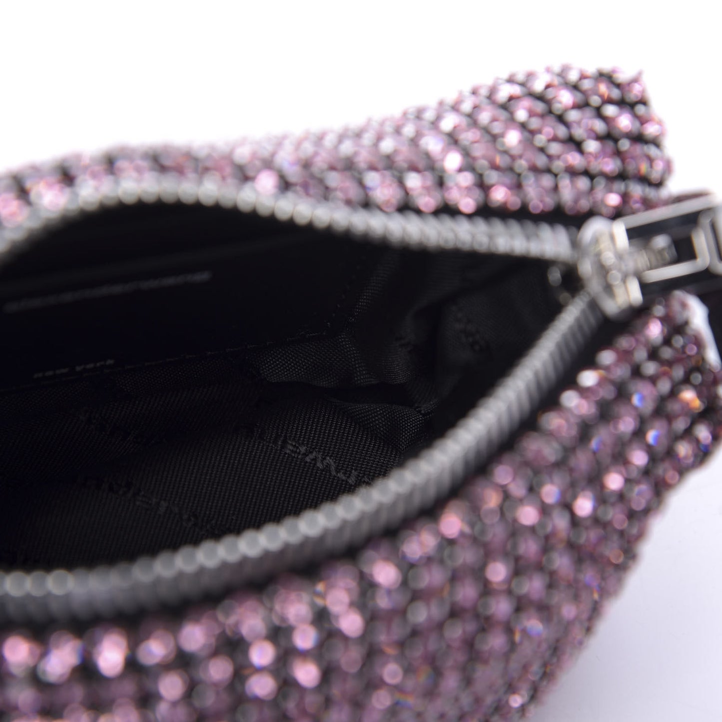 Mesh Crystal Rhinestone Mini Heiress Pouch Pink