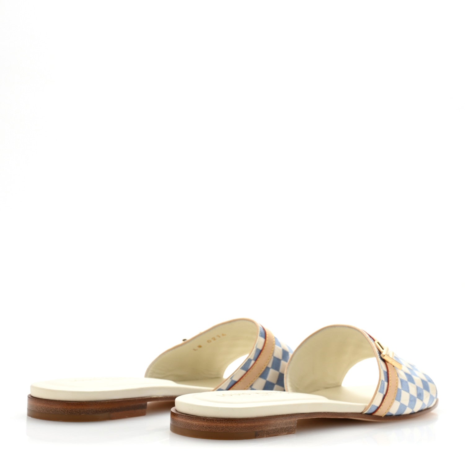 Louis Vuitton Damier Azur Patent Neo Revival Flat Mule Sandals 40 Blanc Bleu 5 of 11
