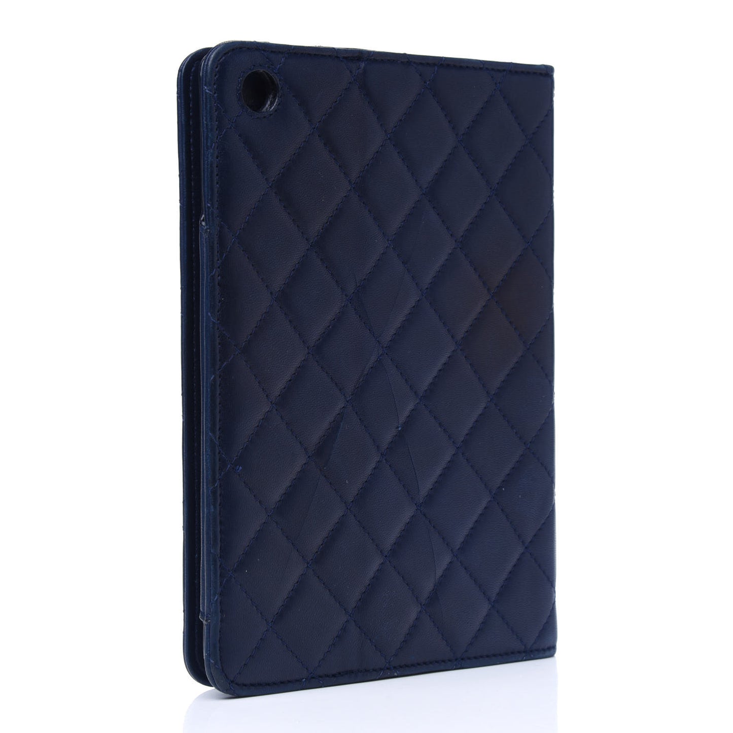 Lambskin Quilted iPad Case Navy Blue