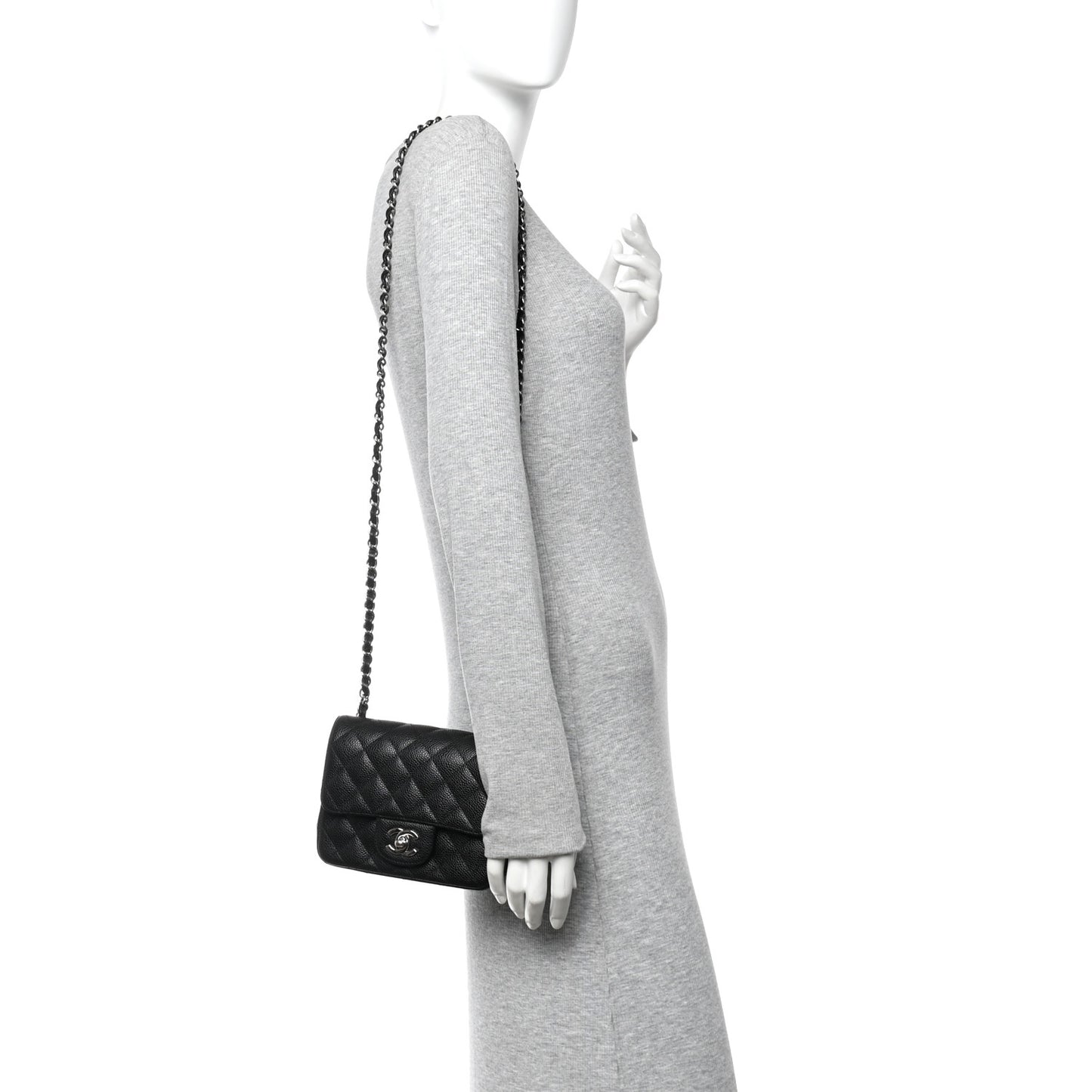 Caviar Quilted Mini Square Flap Black