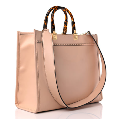 Fendi Vitello King Plexiglass Logo Embossed Medium Fendi Sunshine Shopper Tote Light Rose 3 of 10