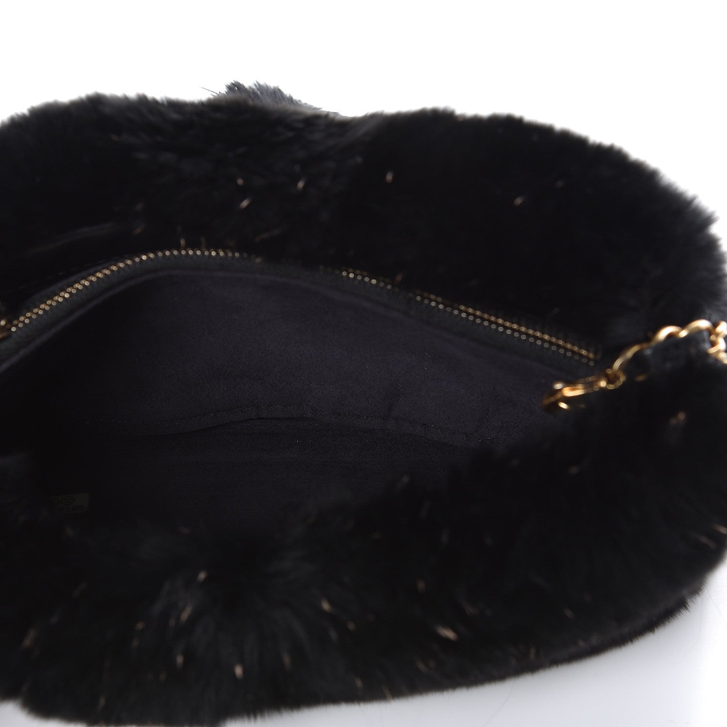Chanel Rabbit Fur Small Clutch With Chain Black 6 of 12