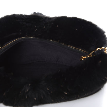 Chanel Rabbit Fur Small Clutch With Chain Black 6 of 12
