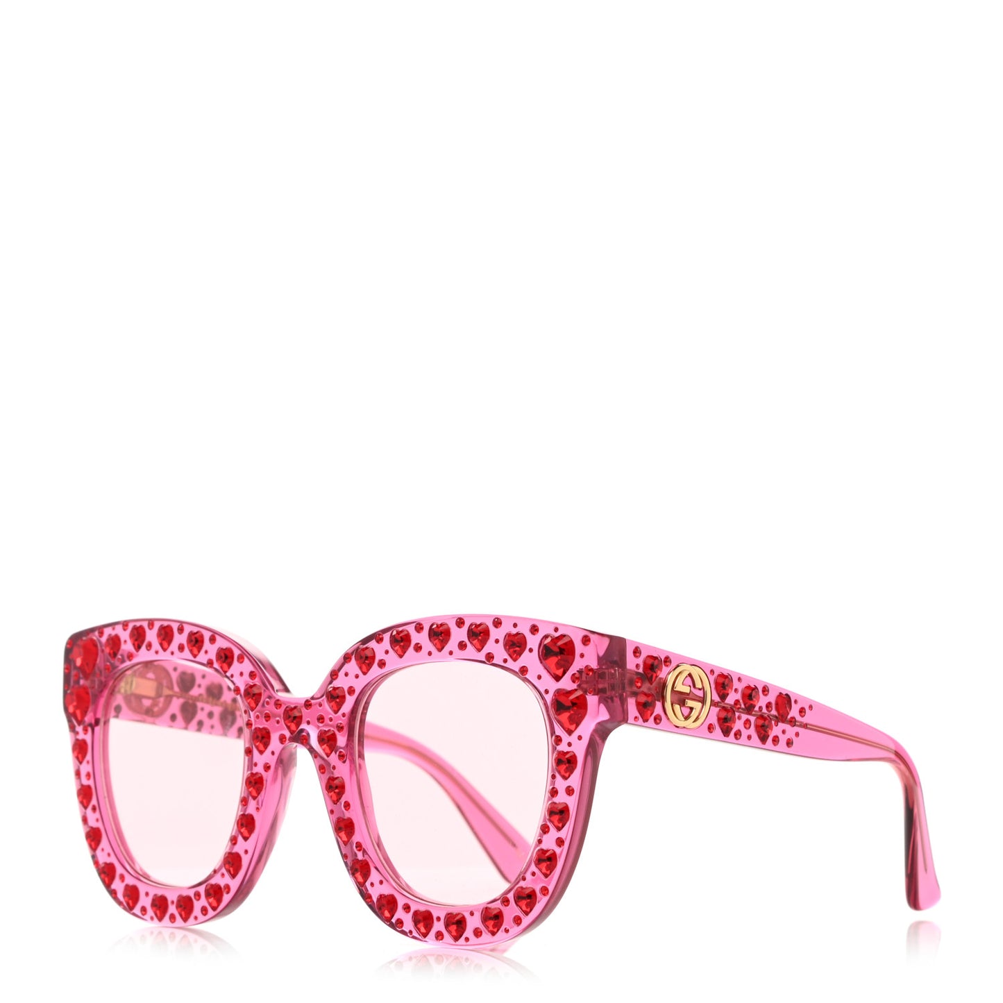 Acetate Crystal Heart GG0116S Sunglasses Fuchsia