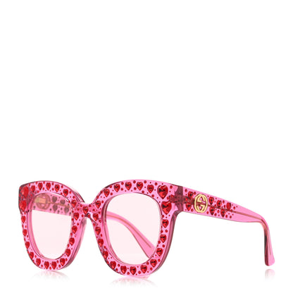 Gucci Acetate Crystal Heart GG0116S Sunglasses Fuchsia 1 of 8