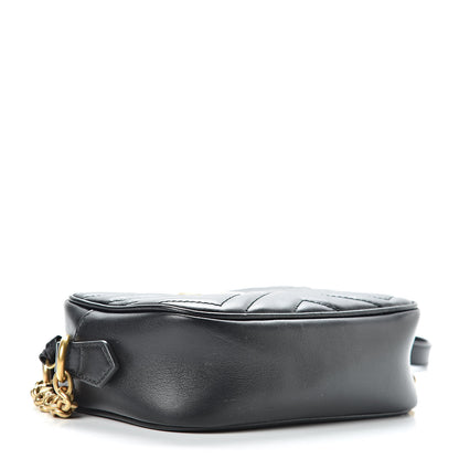 Gucci Calfskin Matelasse Mini GG Marmont Chain Shoulder Bag Black 4 of 11
