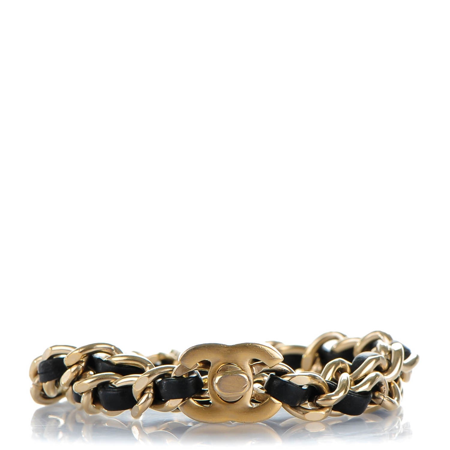 Chanel Lambskin CC Turnlock Double Chain Bracelet Black Gold 1 of 5