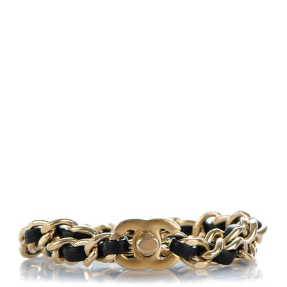 Chanel Lambskin CC Turnlock Double Chain Bracelet Black Gold 1 of 5