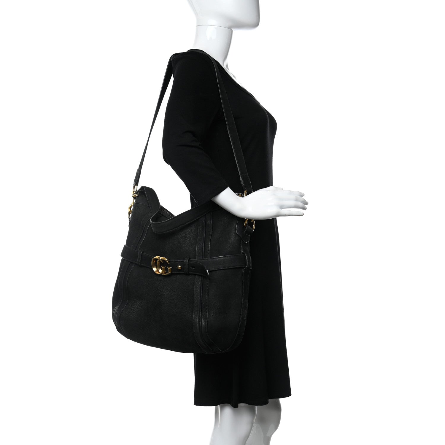 Gucci Calfskin Medium GG Running Hobo Black 2 of 9