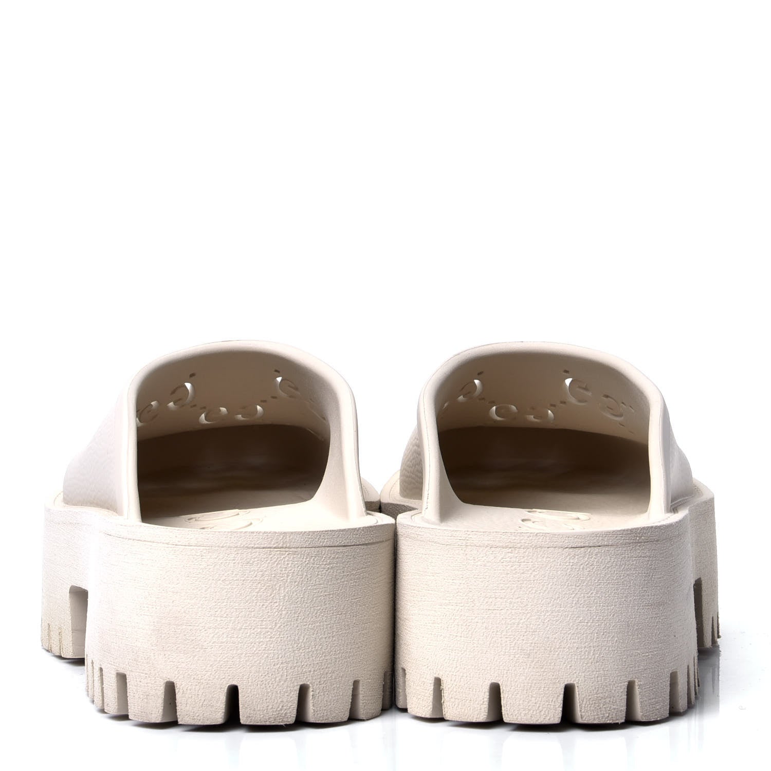 Gucci Rubber GG Monogram Perforated Elea Platform 55mm Lug Sole Sandals 37 Mystic White 4 of 6