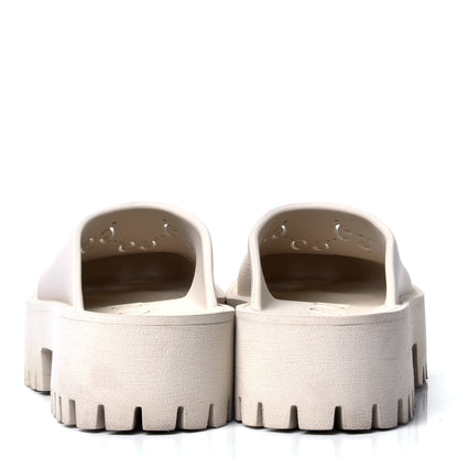 Gucci Rubber GG Monogram Perforated Elea Platform 55mm Lug Sole Sandals 37 Mystic White 4 of 6
