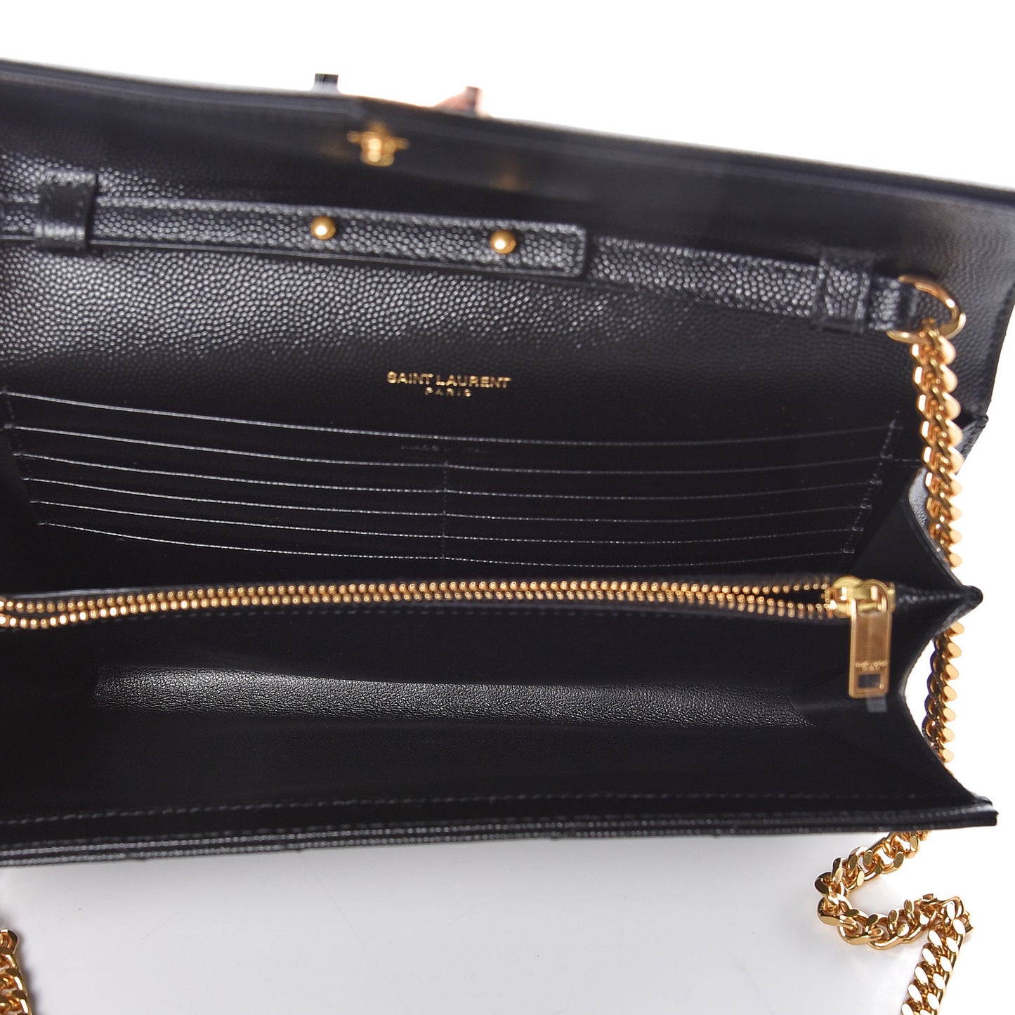 Grain De Poudre Matelasse Chevron Monogram Chain Wallet Black