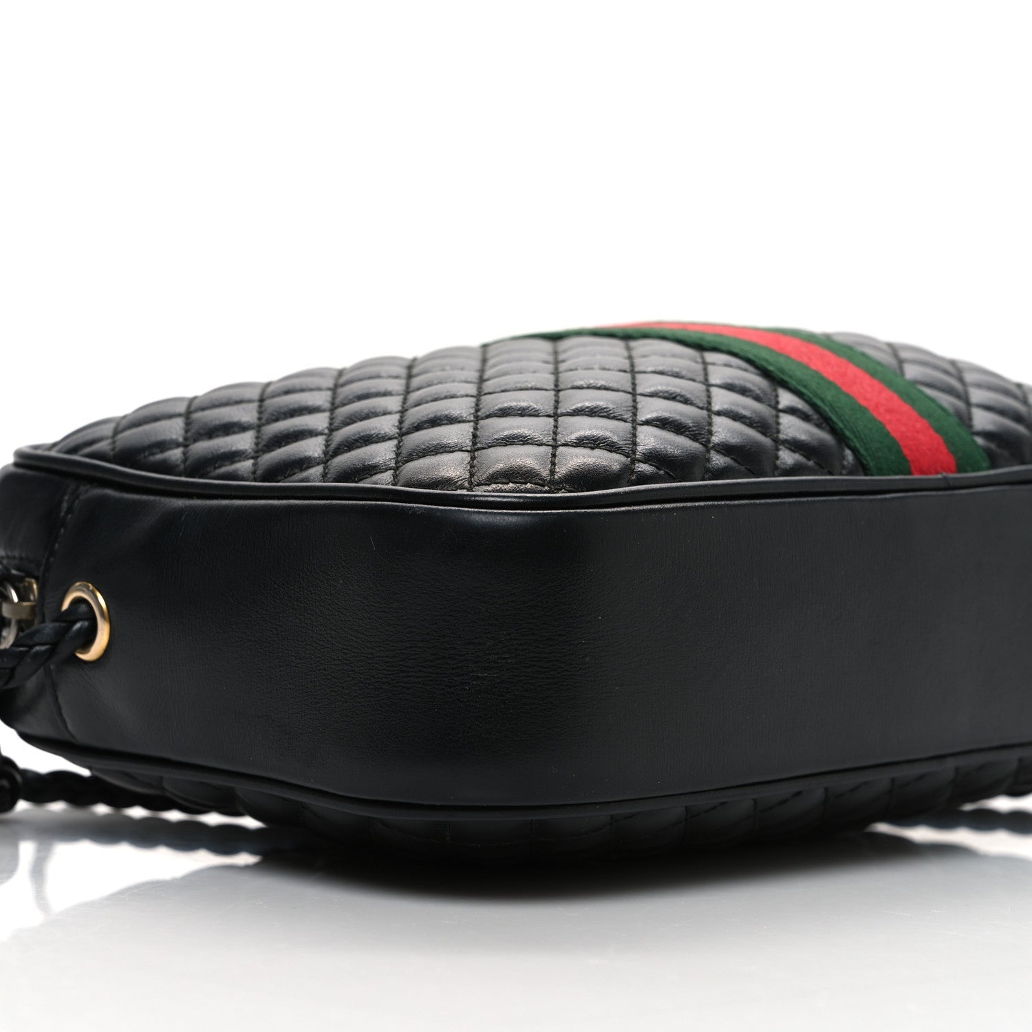 Gucci Calfskin Web Trapuntata Small GG Shoulder Bag Black 9 of 12
