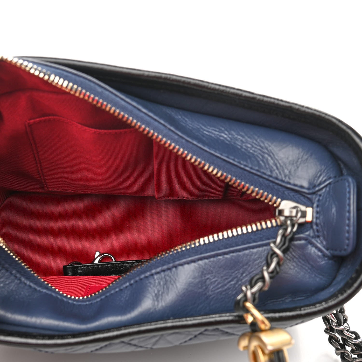 Chanel Aged Calfskin Quilted Small Gabrielle Hobo Navy Black 5 of 10