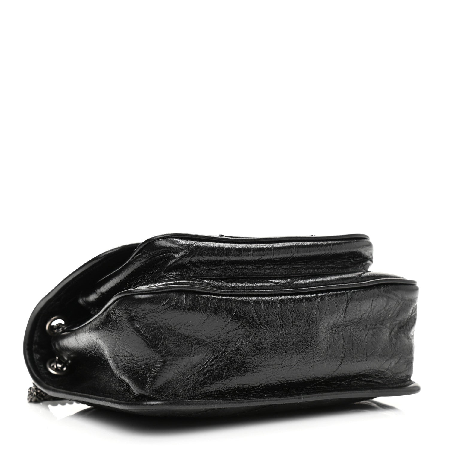 Saint Laurent Crinkled Lambskin Matelasse Monogram Baby Niki Chain Satchel Black 4 of 13