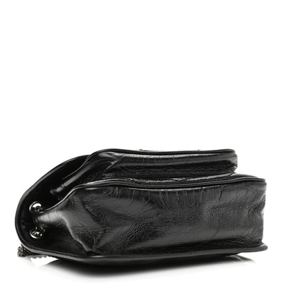 Saint Laurent Crinkled Lambskin Matelasse Monogram Baby Niki Chain Satchel Black 4 of 13