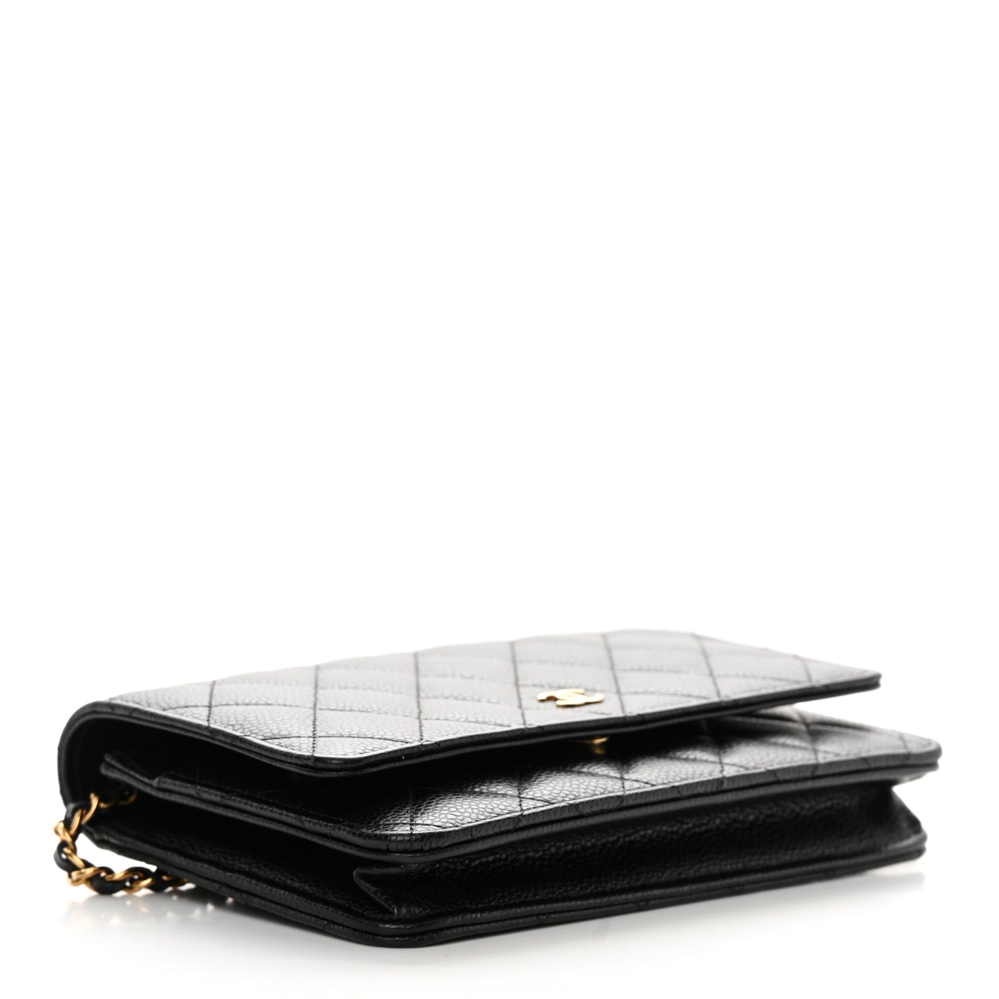 Caviar Quilted Wallet on Chain WOC Black