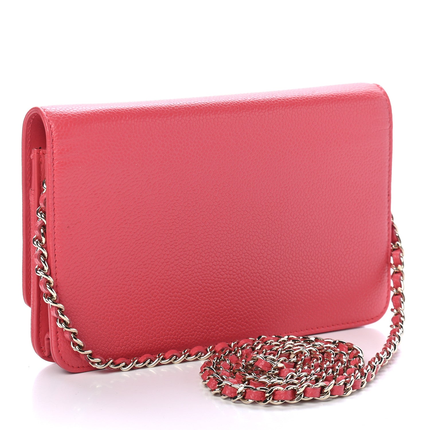 Chanel Caviar Timeless CC Wallet On Chain WOC Coral 3 of 11