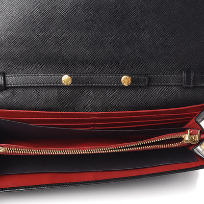Prada Saffiano Bi-Color Wallet On Chain Black Fuoco 5 of 9