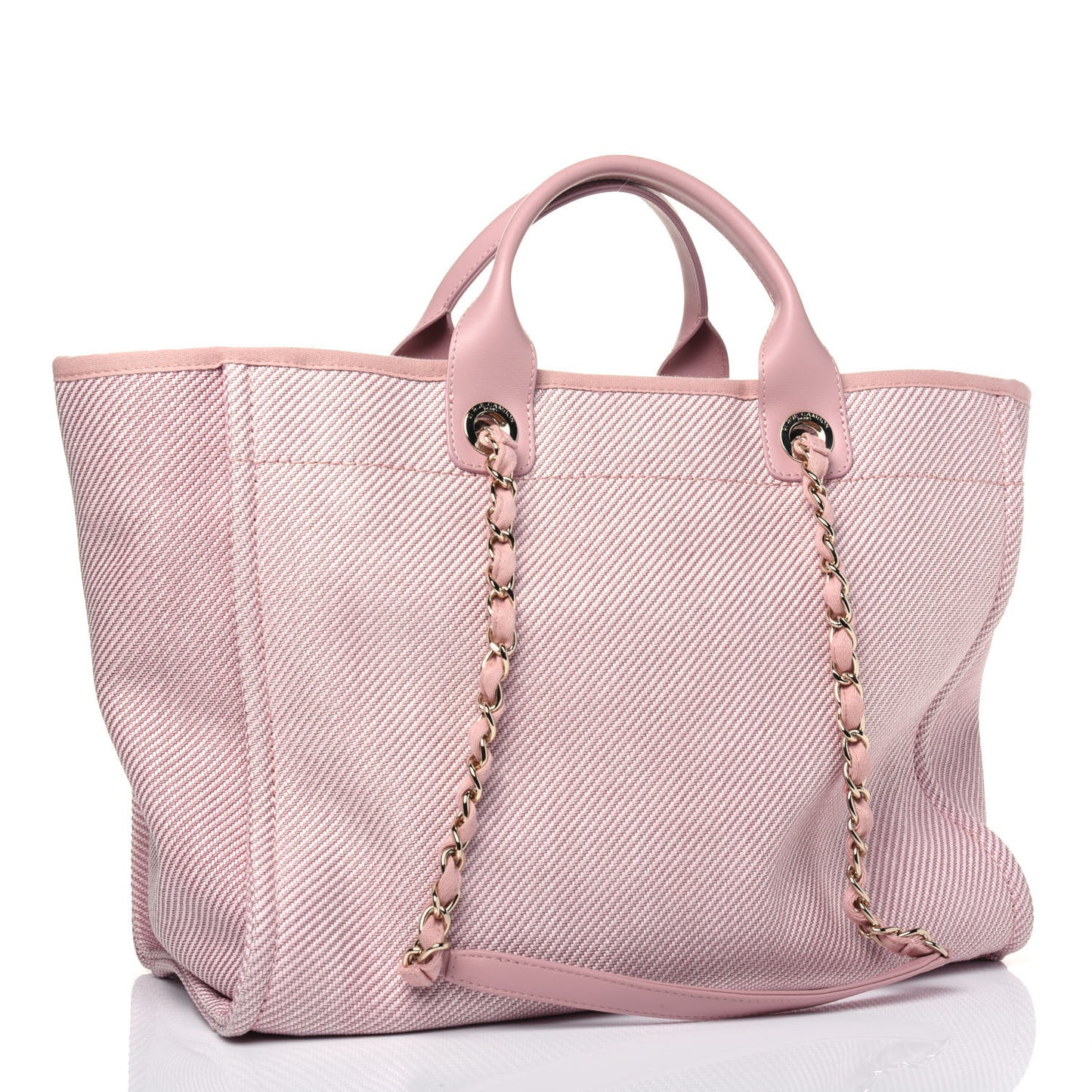 Mixed Fibers Calfskin Medium Deauville Tote Rose Pink