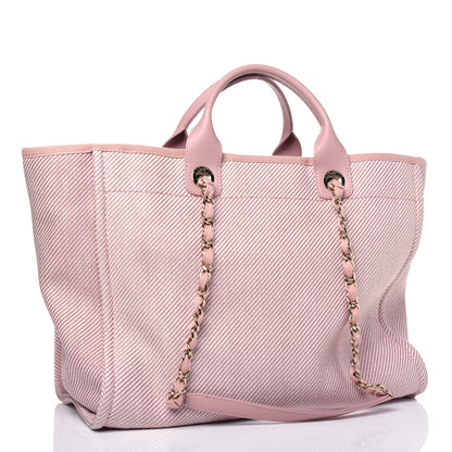 Chanel Mixed Fibers Calfskin Medium Deauville Tote Rose Pink 3 of 23