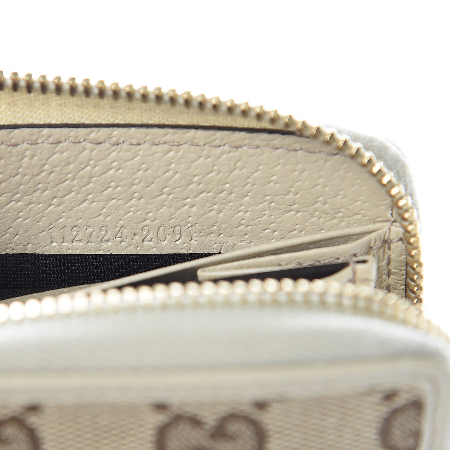 Gucci Monogram Metal Bar Zip Around Wallet Beige Ebony Off White 7 of 7