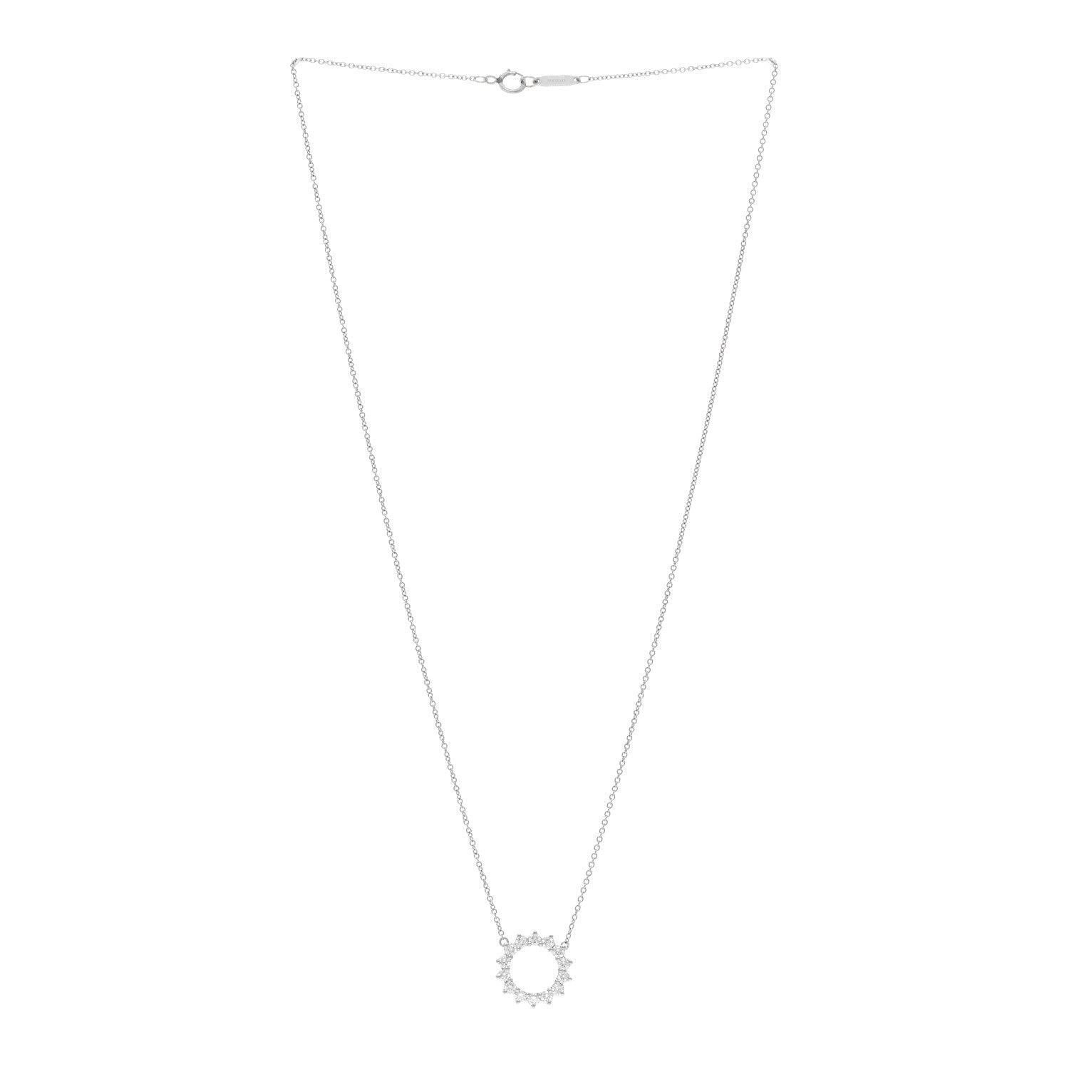 Tiffany Platinum Diamond Small Open Circle Pendant Necklace 3 of 4