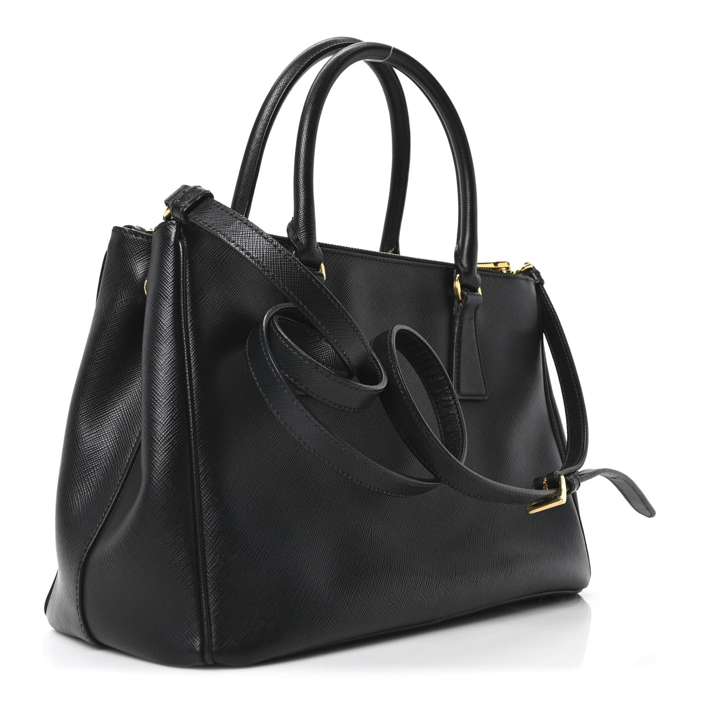 Saffiano Small Galleria Double Zip Tote Black