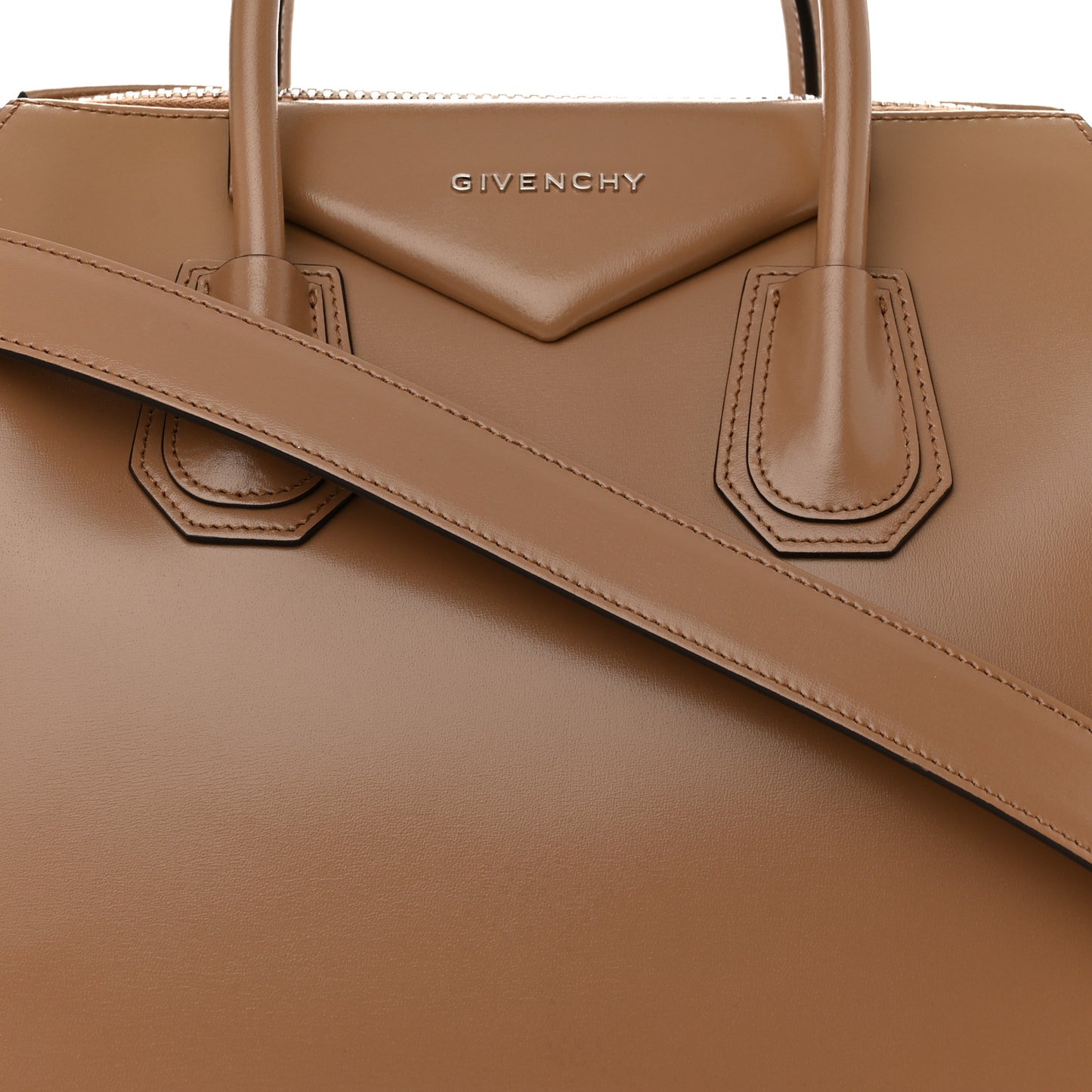 Shiny Lord Calfskin Medium Antigona Dark Beige