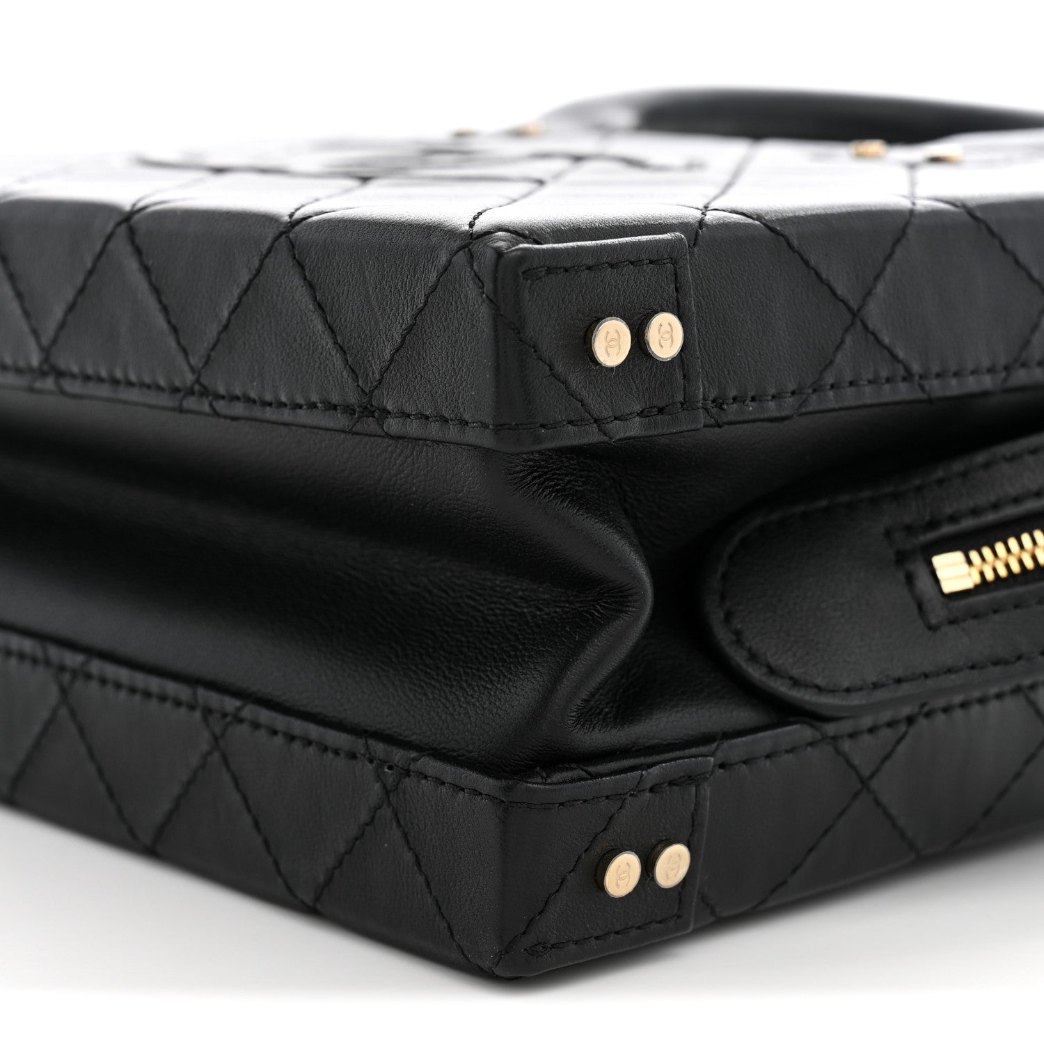 Chanel Calfskin Quilted Studded Square Vanity Case Black 9 of 9