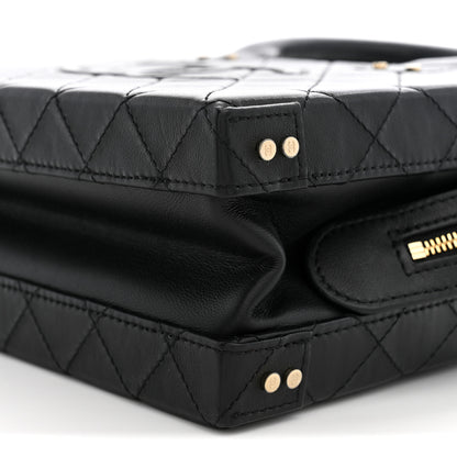 Chanel Calfskin Quilted Studded Square Vanity Case Black 9 of 9