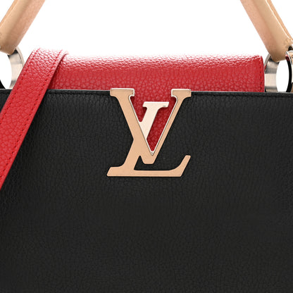 Louis Vuitton Taurillon Capucines MM Black Beige Red 7 of 12