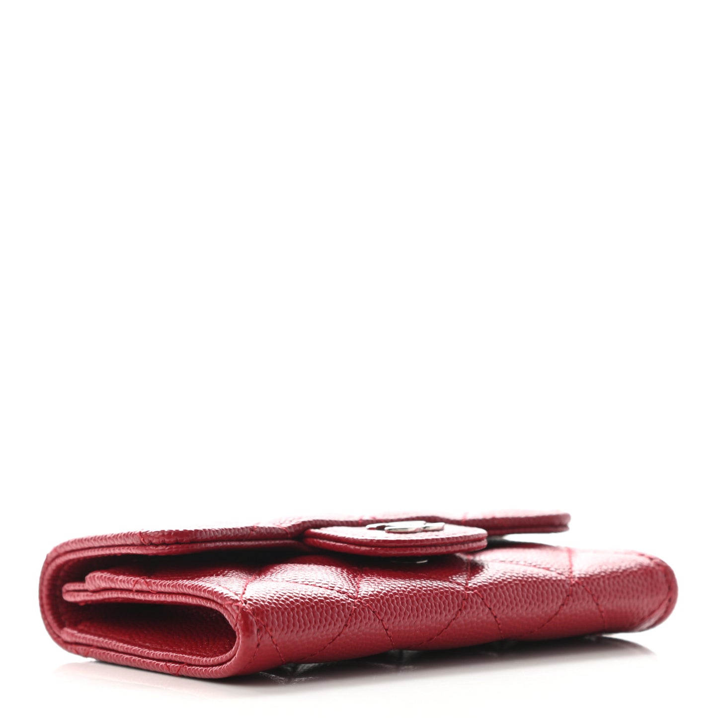 Caviar Quilted Flap Card Holder Dark Red