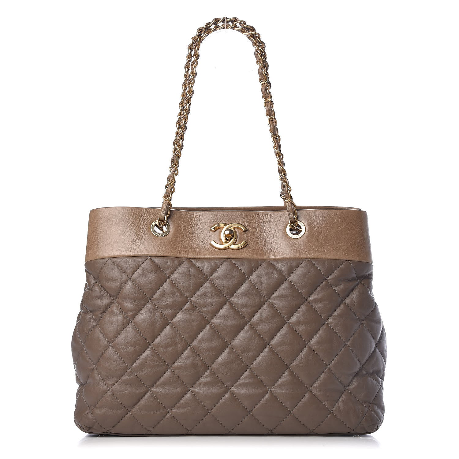 Chanel Calfskin Quilted Large Soft Elegance Tote Brown 1 of 16