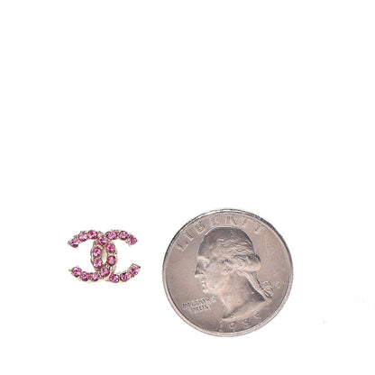 Chanel Crystal CC Earrings Gold Pink 2 of 6