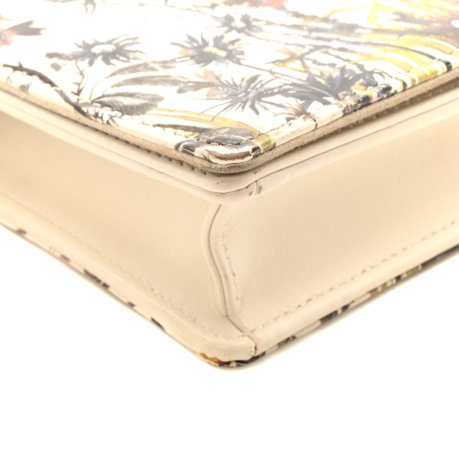 Christian Dior Calfskin Floral Print Lady Dior Pouch Latte Multi 8 of 10